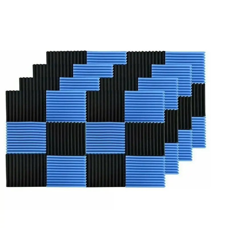 blue and black wedge foam acoustic panel